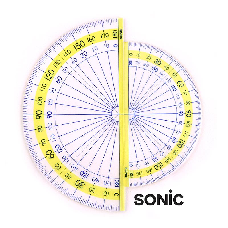 日本SONIC索尼克分度器大数字小学生角度尺高透明半圆仪 量角器