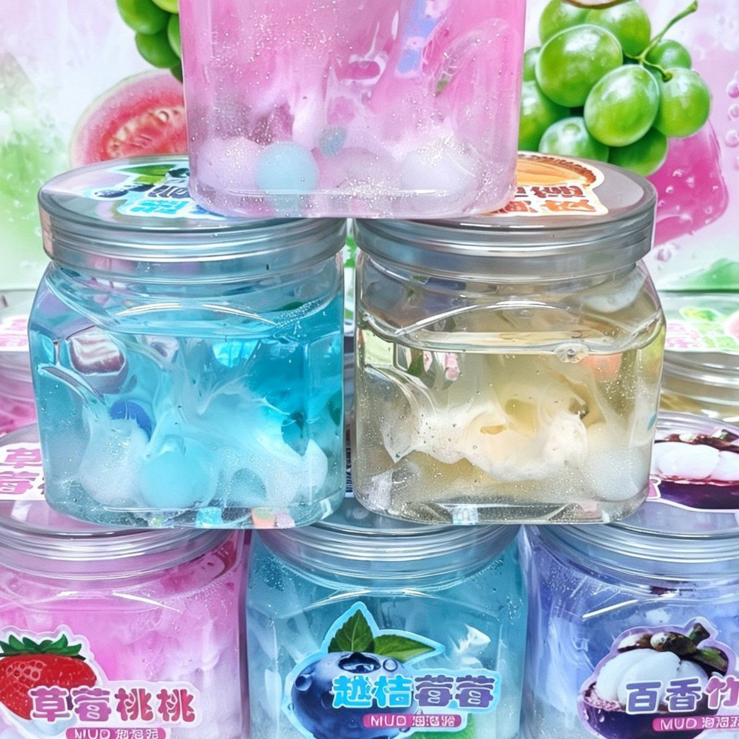 芭乐青提水果起泡胶多色珠光透清爽拉伸不粘手儿童解压史莱姆玩具