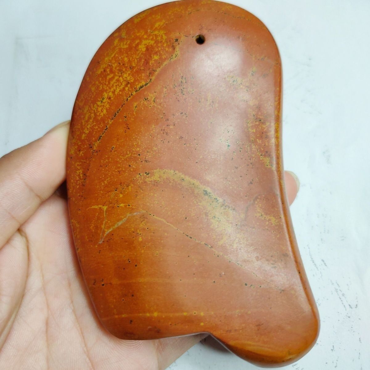 天然红砭石原石打磨非精品加大加厚刮痧板热敷能量石刮痧按摩点穴