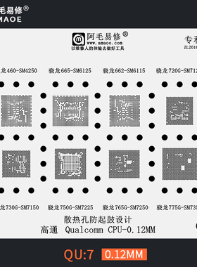 阿毛易修SM4250/SM6125/6115/7125/SM7150/7225/CPU植锡网QU7钢网