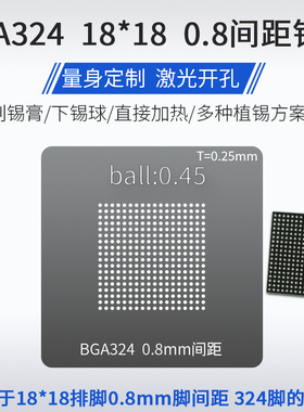 BGA324 0.8mm间距通用植锡网ZCZ0324A/AM3352BZCZ/ATSAM9G45钢网