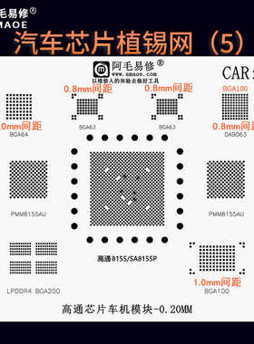 汽车芯片车机模块植锡网 高通8155 SA8155P PMM8155AU DA9063钢网