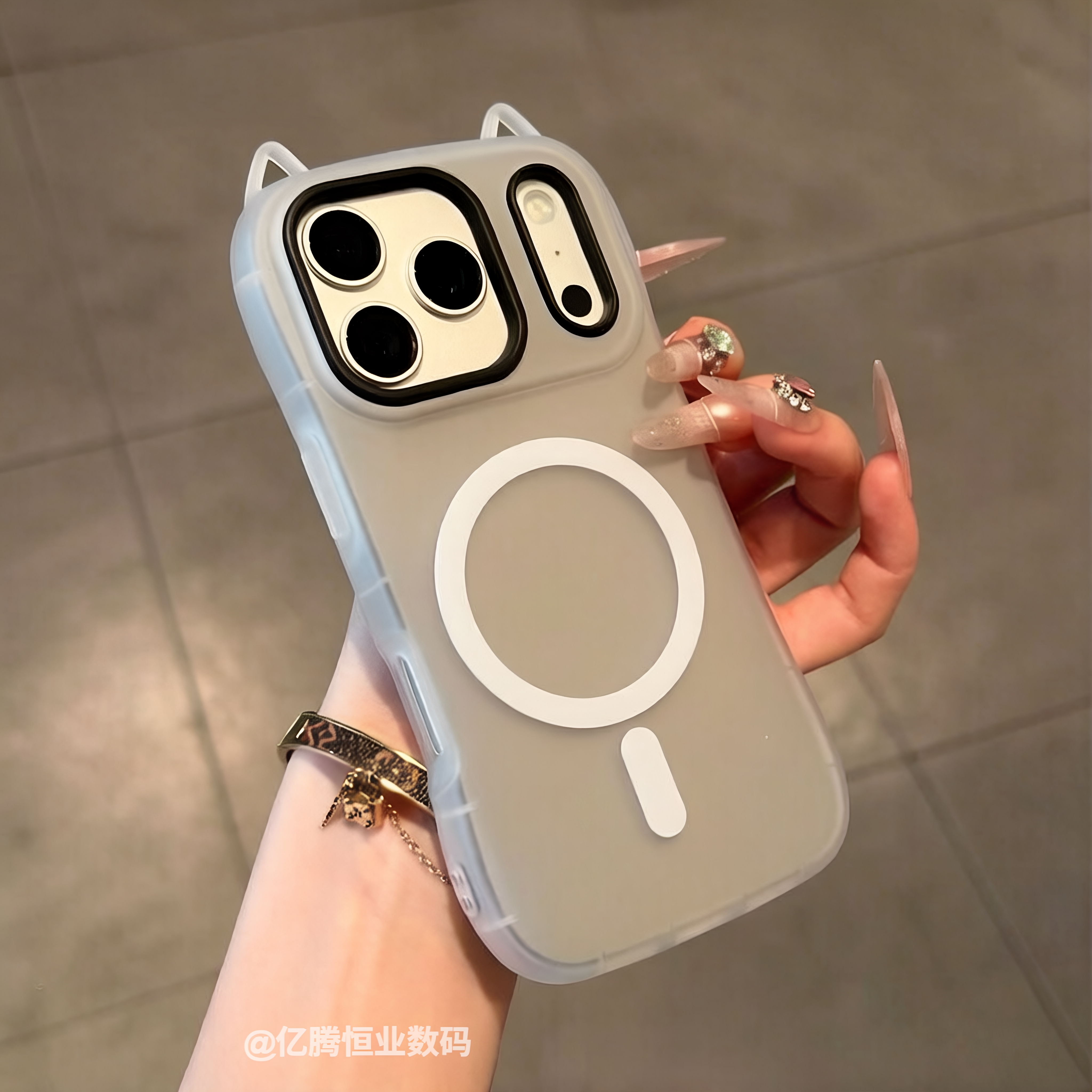 黑色果冻二合一立体猫耳朵适用iPhone16苹果17promax磁吸手机壳17pro小众15简约14磨砂13防指纹12全包11防摔