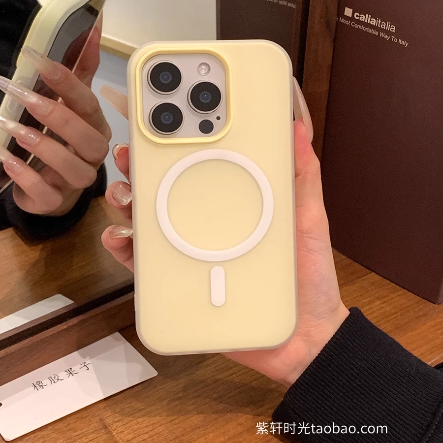 内置磁吸双层加厚适用iPhone17苹果16promax手机壳15磨砂13二合一果冻11奶黄色12雾面14半透16plus防指纹女