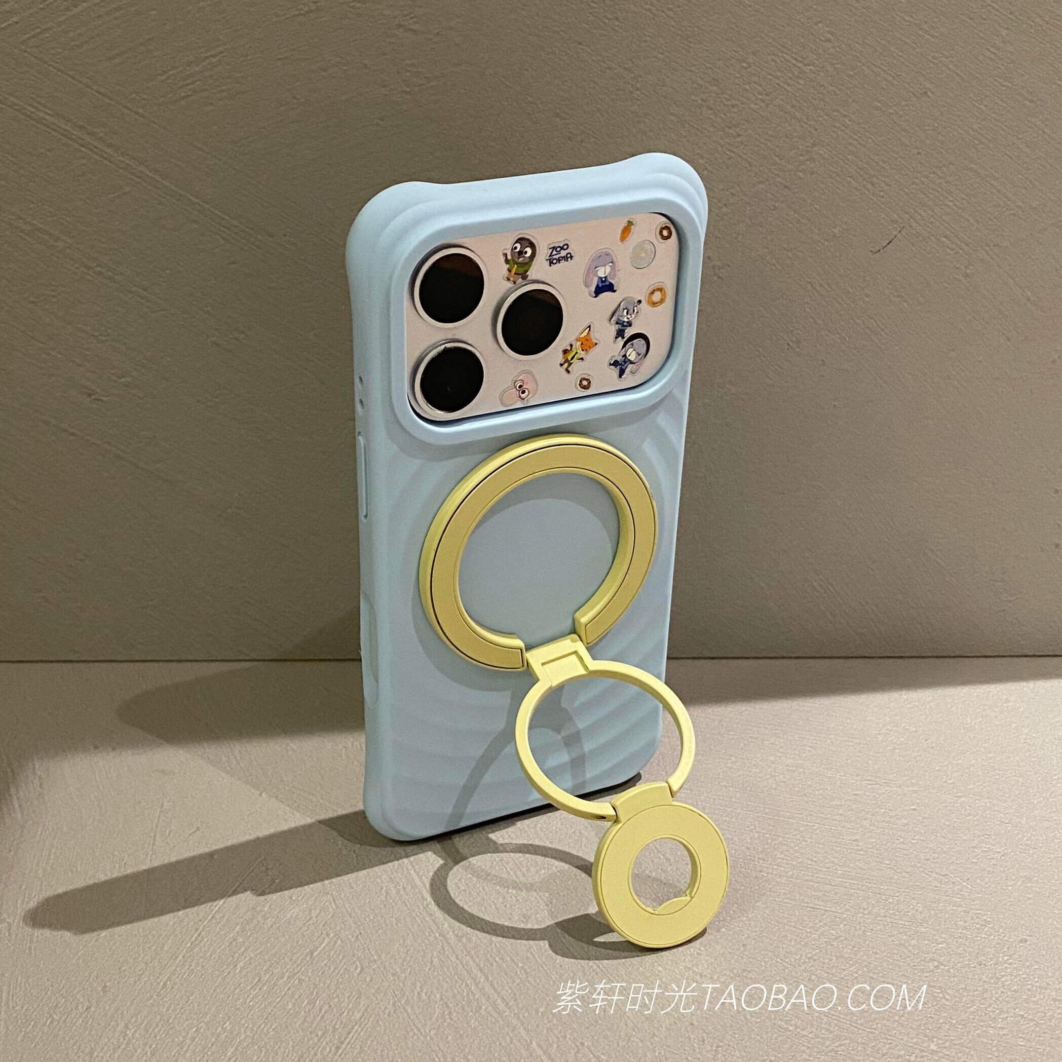 浅蓝黄撞色三折叠磁吸支架适用iPhone17苹果17promax手机壳Air小众16pro高级感15磁吸液态硅胶14耐脏13不发黄
