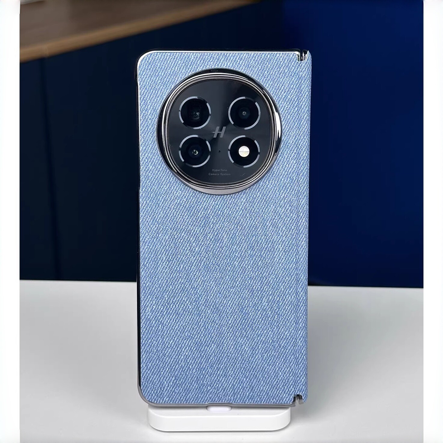 牛仔水洗蓝色双中轴铰链保护适用oppoFind N5手机壳磁吸充电vivo XFold5亚毛麻布料3pro三星zfold7硬壳zflip6