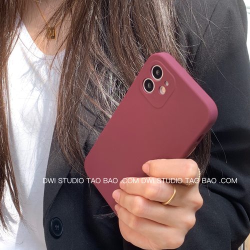 日韩ins风酒红色适用vivo y200i手机壳y78高级感y73s直边y77纯色y33s液态硅胶y52s肤感y31s防指纹y70s防摔y76