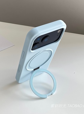 婴儿奶蓝色旋转支点液态硅胶适用小米17/15手机壳17pro带支架17promax苹果17软糯16耐脏15Ultra防摔14/13高级