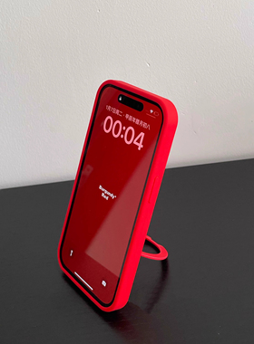 极简风支点壳大红色液态硅胶适用苹果17promax手机壳带支架17pro全包边Air防摔iphone16/15高级感14男13女12
