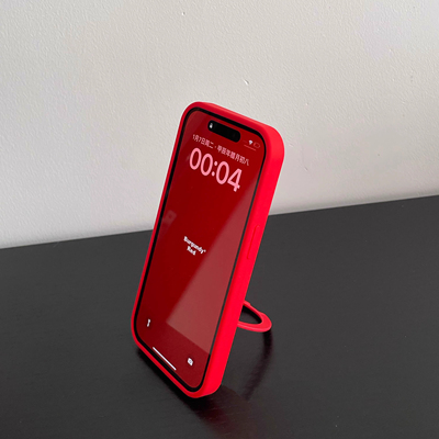 极简风支点壳大红色液态硅胶适用苹果17promax手机壳带支架17pro全包边Air防摔iphone16/15高级感14男13女12
