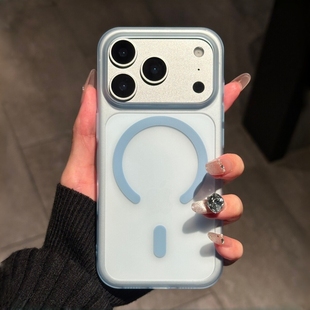 半透磨砂冰川蓝不沾指纹磁吸壳适用小米17promax手机壳14/15pro简约13Ultra红米K90超薄K80裸机肤感全包硬壳