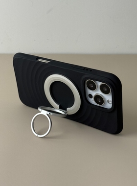 黑色银色撞色三折叠磁吸支架适用华为mate80/70pro手机壳pura80ultra波漾mate60pro液态硅胶高级软糯全包防摔