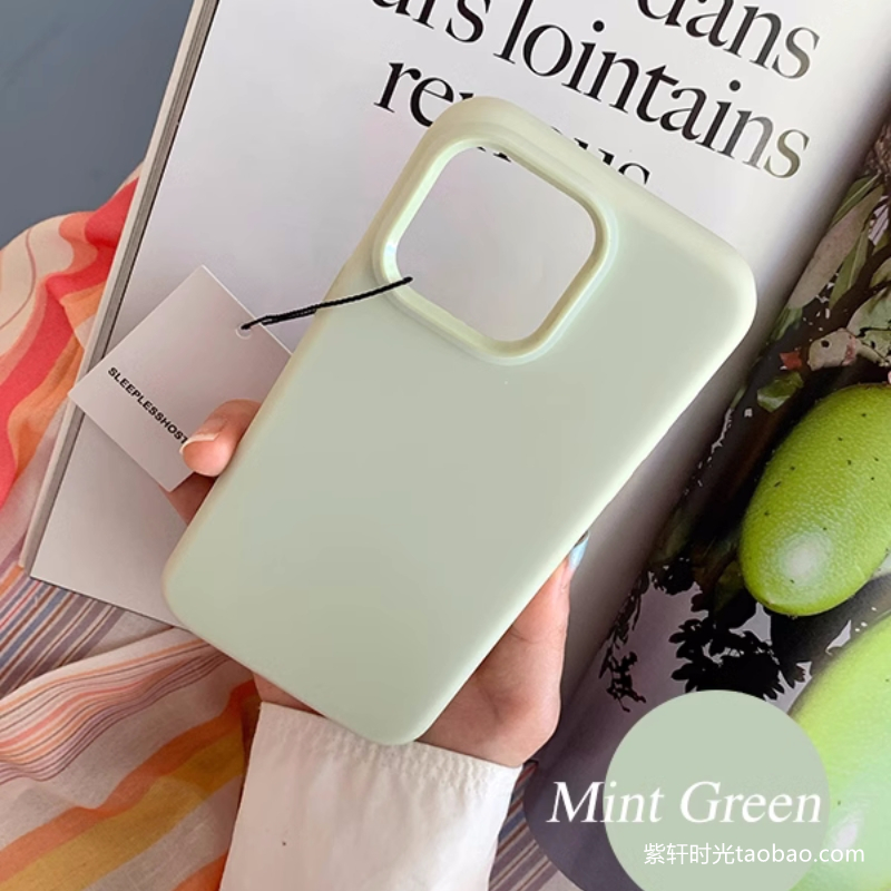 小众ins薄荷绿曼波绿液态硅胶16苹果15promax手机壳14高级感13肤感12pro软糯小清新纯色11耐脏不发黄全包防摔
