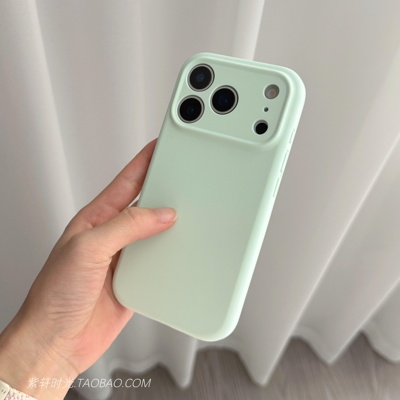 小众文艺风浅绿色适用苹果17手机壳17promax软糯Air液态硅胶iPhone16凸出镜头全包15防摔14肤感13mini纯色12