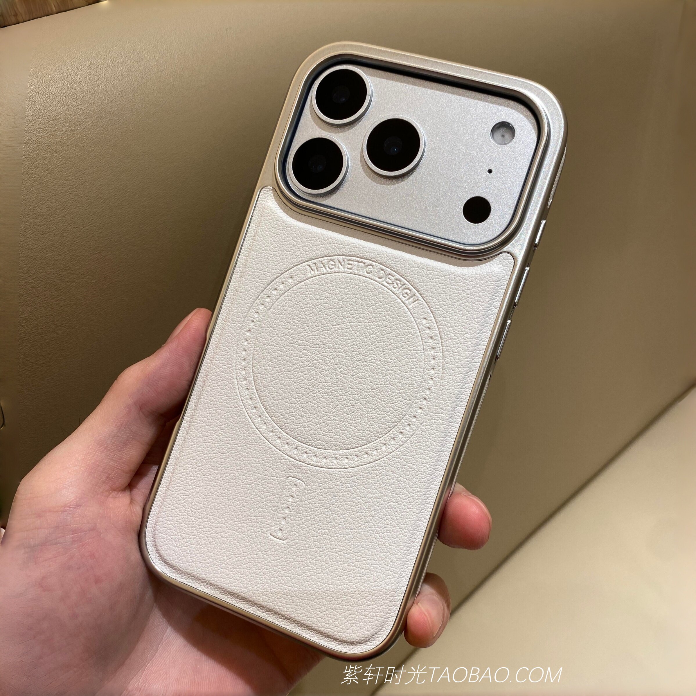 简单白色素皮皮纹全包磁吸适用三星S26Ultra手机壳S25/S24Ultra电镀新款S23Ultra荔枝纹magsafe防摔S22商务男