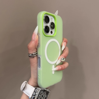 磁吸果冻二合一浅绿色适用iphone16e苹果16手机壳16promax雾面磨砂15/14半透13防指纹12硅胶11防摔XS小众XR女