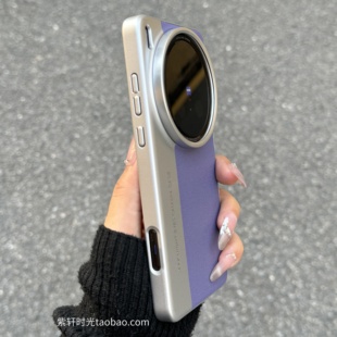 时尚素皮纹相机壳风信子紫色适用OPPOFindx8s手机壳+新款X8Ultra防摔X8pro一加13T保护套1+13网红高级感男女