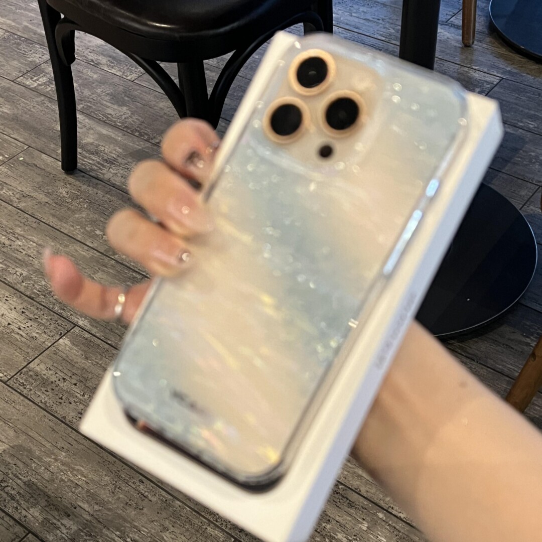 ins星空贝壳纹闪粉适用iPhone14苹果16ProMax手机壳15新款13透明12水波纹15pro亚克力全包16plus少女撞色防摔