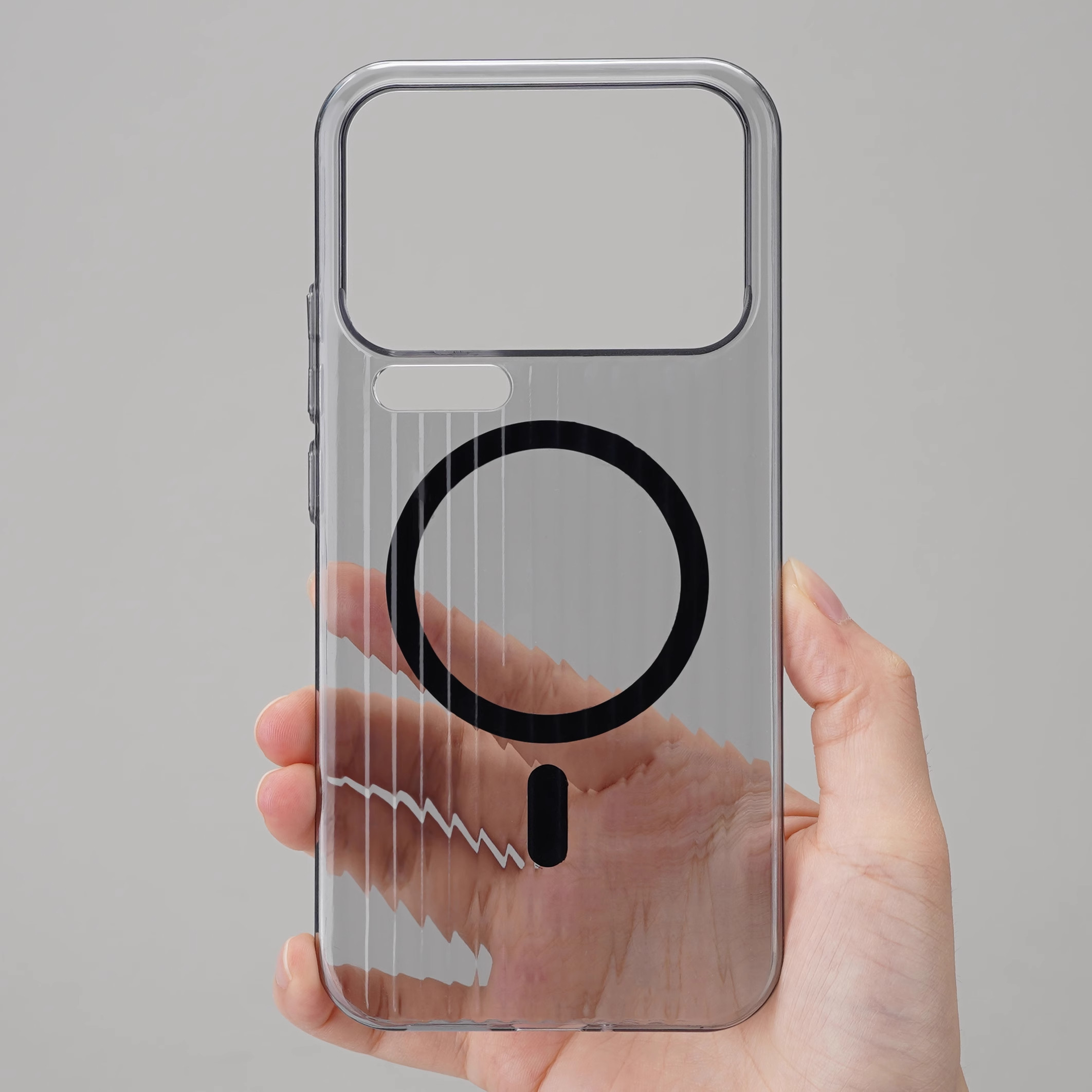 墨水黑色瓦楞硬壳适用小米17pro手机壳max磁吸Magsafe无线充电15/14ultra大孔13红米K80/K70透明K60pro保护套