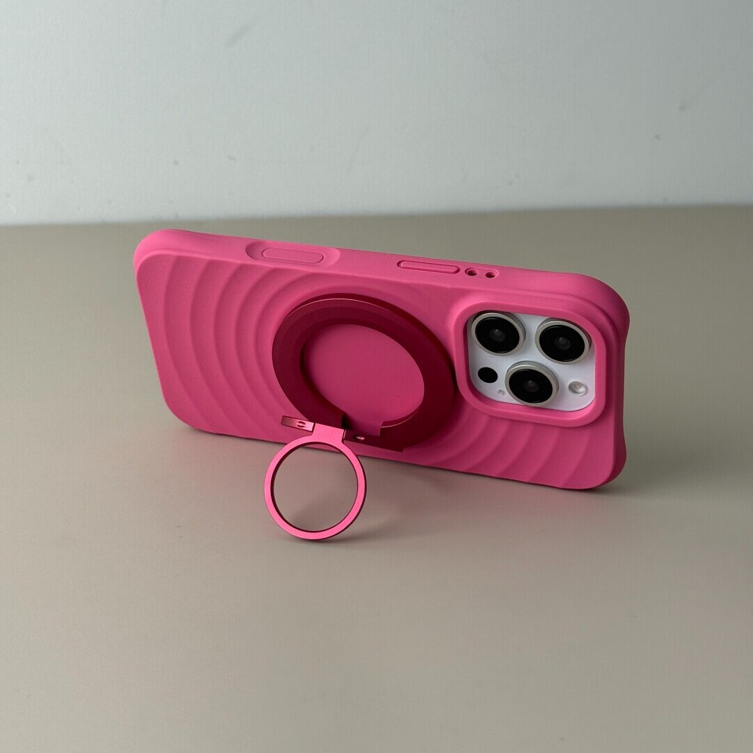玫红蔷薇粉色三折叠强磁吸合金属指环支架适用小米17手机壳17pro波漾液态硅胶17promax新款ins网红女全包防摔