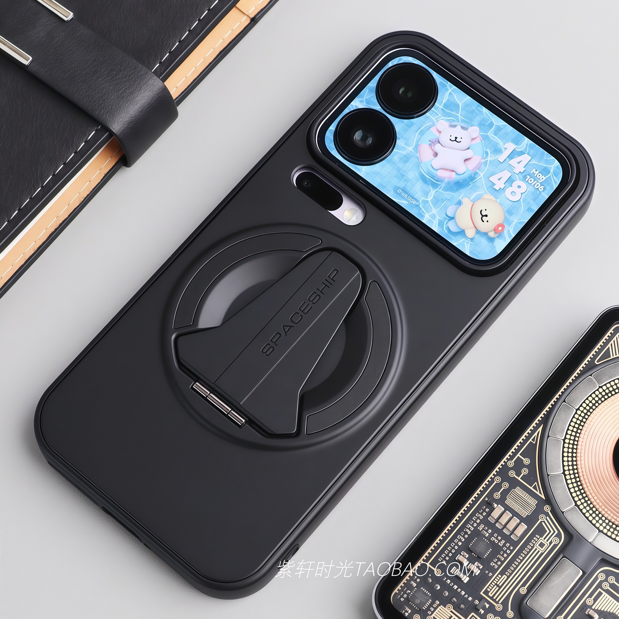 适用小米17promax手机壳苹果17pro高级肤感16/15黑色磨砂14Ultra飞船磁吸金属支架红米K80/K70全包防摔时尚女