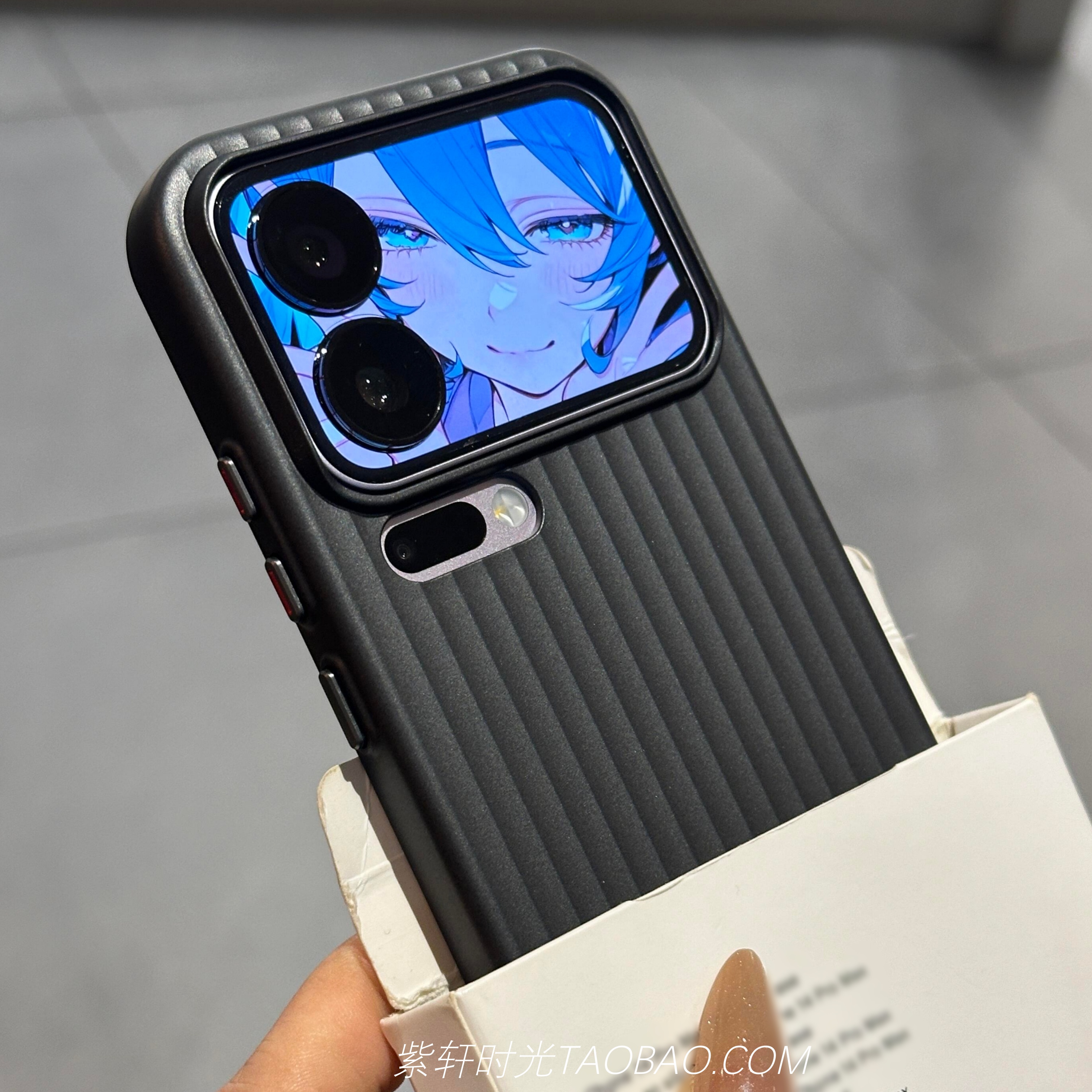 钛金属质感黑色抗污准分子UV瓦楞条纹适用OPPOFindx9手机壳Reno14/13pro超薄Findx8磨砂X8ultra简约X6/X7硬壳