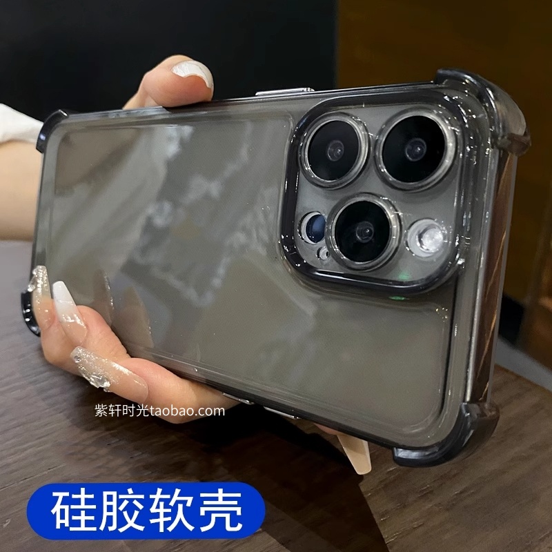透黑色四角气囊超强防摔壳适用华为Pura70pro手机壳mate70pro简约P60全包镜头p50加厚40软nova13硅胶透明高级