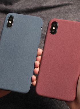 适用16苹果11pro/XsMax手机壳iphone14/13酒红色15/12磨砂蓝iPhone8防指纹7手汗6splus/XR