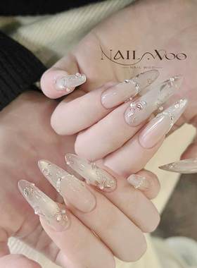 A云晚繁花纯手工猫眼穿戴甲