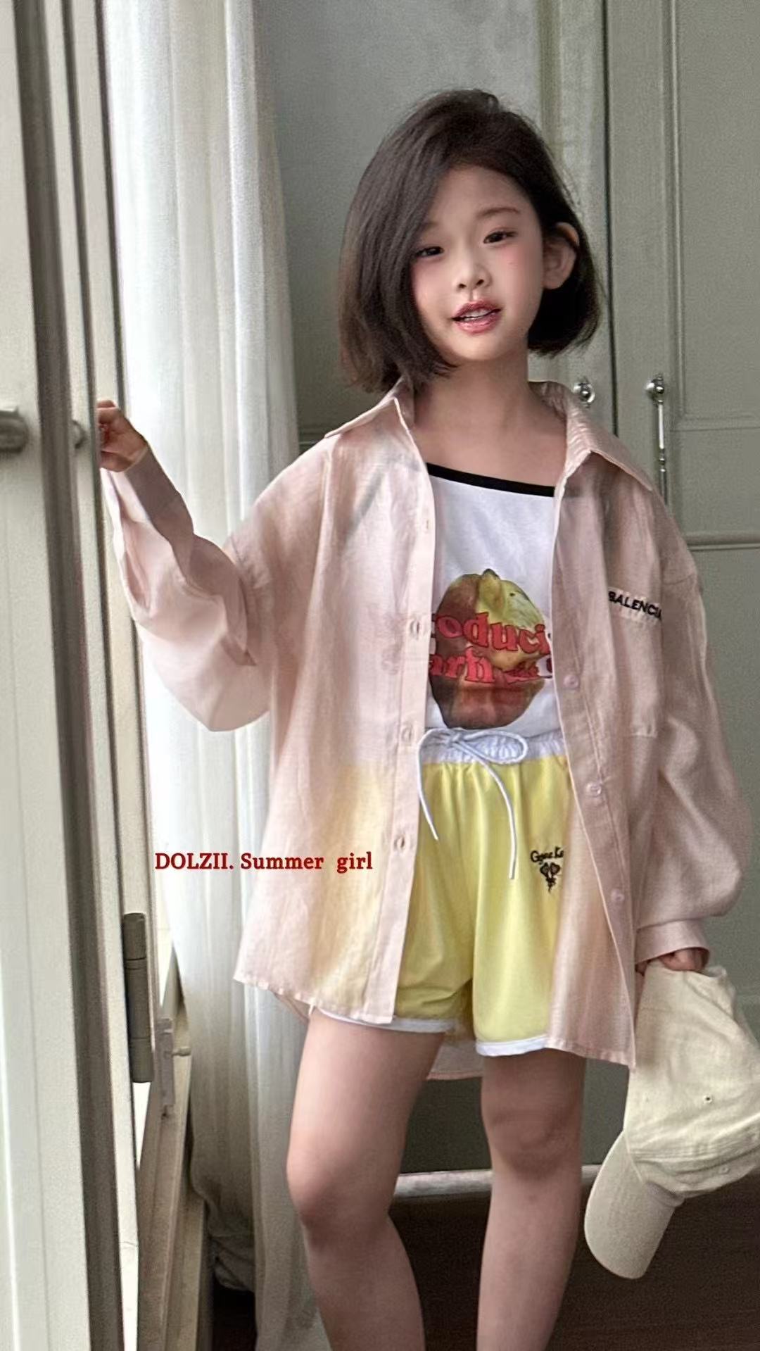 豆子豆瓣女童防嗮外套儿童韩版宽松休闲衬衣中大童洋气上衣亲子款