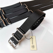 NATO北约帆布尼龙表带 潜水表 黑色 18mm20mm22mm24mm 方形扣薄款