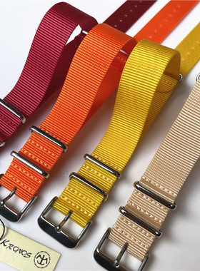 18mm20mm22mm24mm NATO 北约帆布尼龙表带方形扣薄款户外清凉多色