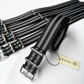 007占士邦款 18mm20mm22mm24mm NATO北约帆布尼龙表带黑间灰薄款