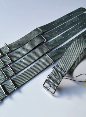 20mm22mm NATO 北约帆布尼龙表带款 方形扣薄款 户外 迷彩军绿色