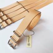 NATO 北约帆布尼龙表带 户外米黄色 18mm20mm22mm24mm 方形扣薄款