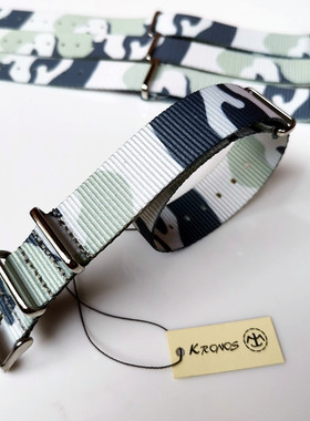 18mm20mm22mm24mm NATO 北约帆布尼龙表带 方形扣薄款 迷彩空战色