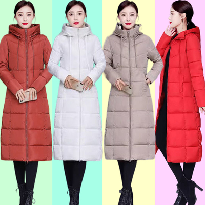 羽绒服棉服加厚外套大衣过膝收腰