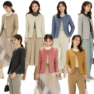 轻薄羽绒服内胆卫衣女白鸭绒秋冬装圆领内外穿修身短款厚外套棉服