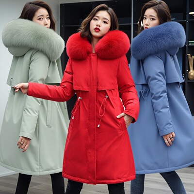 大毛领加绒大衣羽绒服派克服棉服