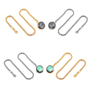 chain 插花眼驳头链镀金黑彩鲍鱼贝胸领链lapel 男士 高级贝壳西装