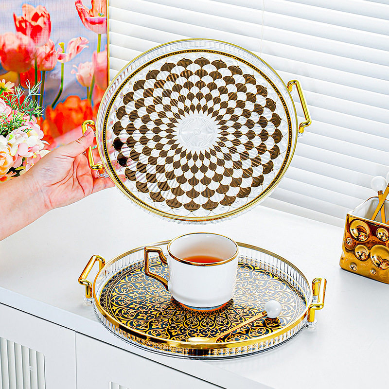 轻奢圆形托盘家用客厅茶几放茶杯水杯收纳盘ins高档托盘香薰收纳,餐饮具,餐用托盘,淘宝优惠券,粉丝福利购,淘宝优惠卷