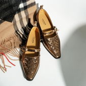 复古质感平底单鞋 女 微瑕捡漏 全手工编织玛丽珍 37码