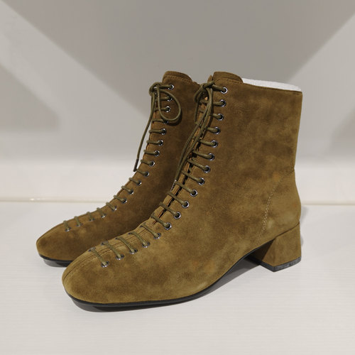 「35-40码 微瑕」不支持退换 高丝光羊猄复古优雅瘦瘦靴短靴女