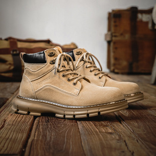 真皮靴子 马丁靴男高帮英伦风潮流复古工装 靴秋季 新款 休闲防滑男士
