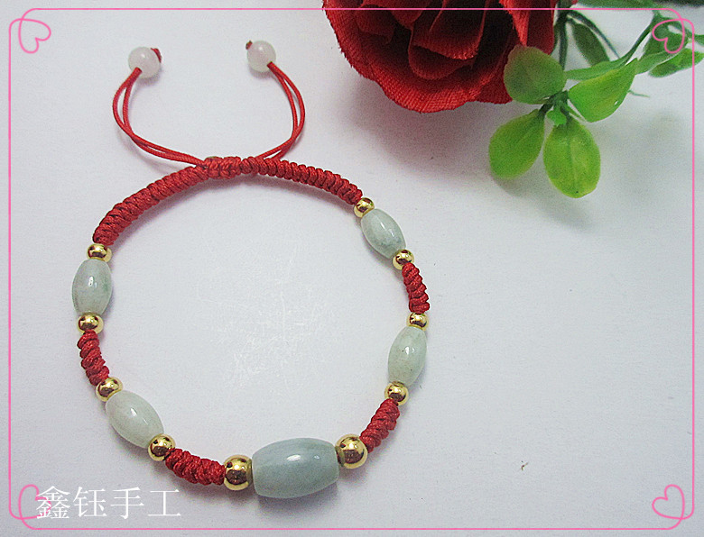 静玉轩翡翠葫芦手链男女款玉石手串手工编织饰品手链简约