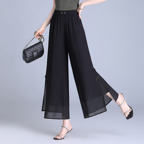 雪纺阔腿裤女夏季薄款高