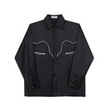 早春新款个性撞色包边缎面翻领长袖男衬衣韩版痞帅衬衫145P80，男装衬衫，星座901-1（原C217）