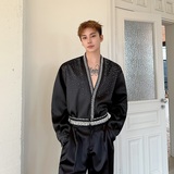 春季新款轻奢高级感镶水钻长袖衬衣中世纪贵族气质衬衫223P125，商品下架区，星座901-1（原C217）