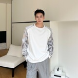 秋季韩版银色缎面褶皱袖设计圆领套头男卫衣痞帅休闲T恤171P85，男装卫衣，星座901-1（原C217）