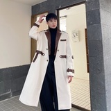 冬季复古高级感加厚毛呢大衣个性棕色皮领美拉德长款风衣197P225，男装毛呢大衣，星座901-1（原C217）